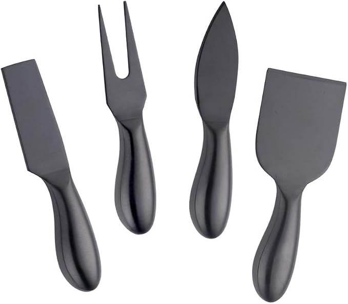 Buyer Star Cheese Desert Knives Set of 4, Stainless Steel Black 5.3 inch Breakfast Butter Knife, Slicer Sandwich Spreader