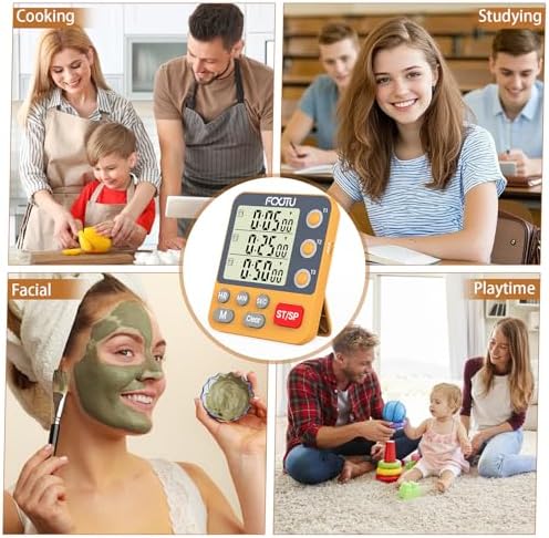 Digital Dual Triple Kitchen Timer, Orange