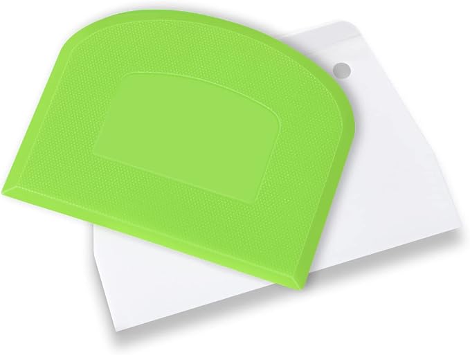 Plastic Cutting Bread Scraper Tool Pastry Knife Dough Cutter Bread Bow Bench Knife - 2 Pieces Green and White