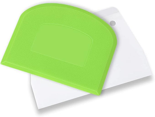Plastic Cutting Bread Scraper Tool Pastry Knife Dough Cutter Bread Bow Bench Knife - 2 Pieces Green and White
