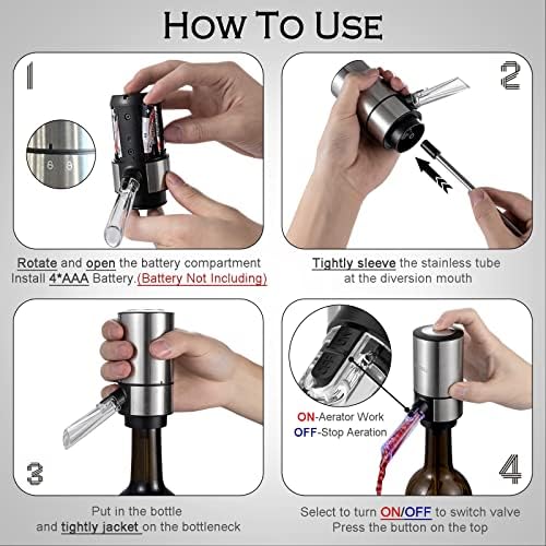 VENZELL Electric Wine Aerator Pourer with Vacuum Stopper One-Button