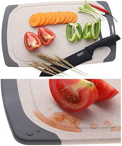 FLYINGSEA Cutting Boards For Kitchen, Anti-Skid Eco-Wheat Straw Cutting Board Set (3 Pcs), Dishwasher Safe (light brown)