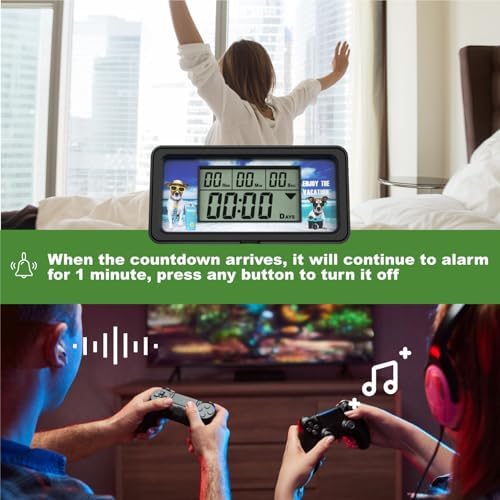 YOOREAL 9999 Days Digital Countdown Days Timer Count Down Days Timer with 10 Paper Cards Backlight alerts for Retirement Vacation Wedding Christmas New Baby Classroom Lab Kitchen Cooking (HM200B-NEW)