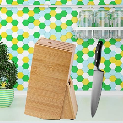 Knife Block,6 Slot Universal Knife Block without Knives,Countertop Butcher Block Knife Holder and Organizer with Wide Slots for Easy Kitchen Knife Storage, Knife Block,6 Slot Universal Knife Bloc