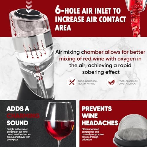 Wine Aerator Pourer with Sediment Filter for Red & White Wine