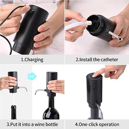 Wine Aerator Electric Wine Decanter Automatic Wine Aerator, Wine Dispenser withUSB TYPE-C Rechargeable for Wine enthusiasts & own use (Stainless steel)