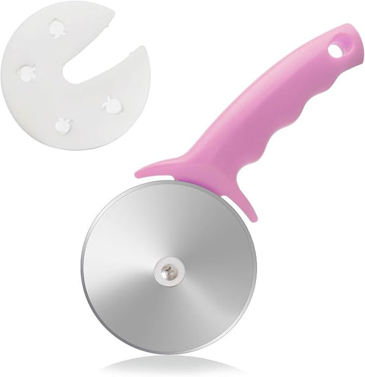 4" Pizza Cutter Wheel,Stainless Steel Large Pizza Cutter with Cover, Super Sharp Pizza Slicer-Dishwasher Available,Smooth Rotating Large Pizza Wheel Cutter Safe with Healthy Material (Rosy, 4 inch)