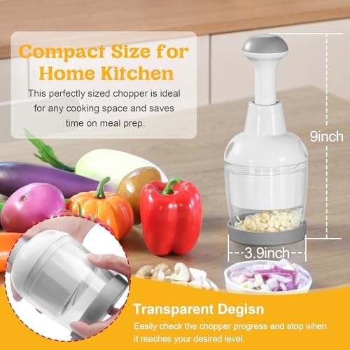 Food Chopper with Container, 360-Degree Blades, Dishwasher Safe, White