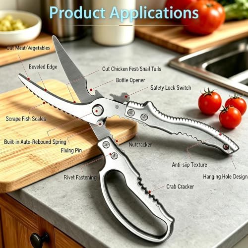 Heavy Duty Poultry Shears, Multi-functional Kitchen Scissors