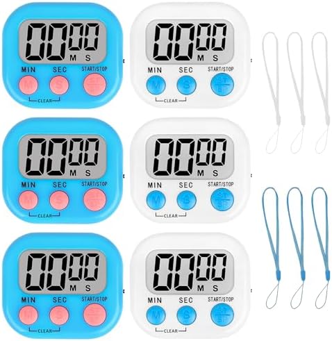 ZILLEEN Classroom Timer for Kids Teachers 6 Pack Digital Timers Blue White