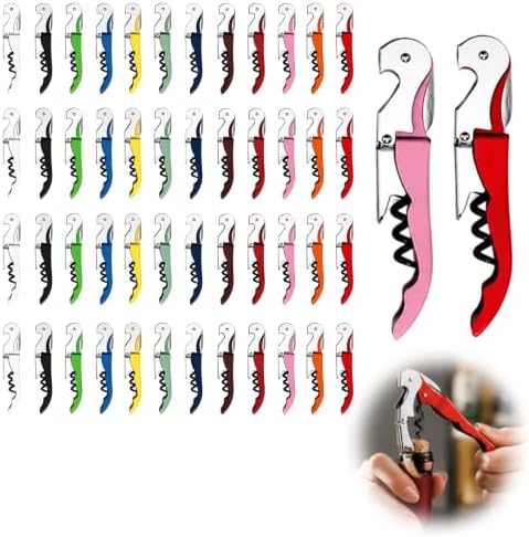 50 Pack Colorful Wine Key Corkscrew, Stainless Steel Waiter's Opener