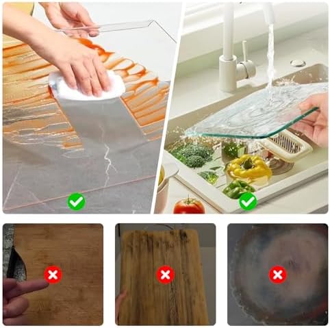 3-Piece Acrylic Cutting Board Set with Counter Lip, 3 Sizes (17.5x13.5/16x12/11.5x7.5Inch) for Kitchen Countertops, Non-Slip Durable Clear Countertop Protector, Ideal for Home Decor Housewarming Gifts