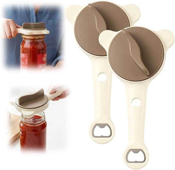 4 in 1 Multi-Purpose Jar Opener, 2026 New Adjustable Three Claw Bottle Opener with Non Slip Teeth, Multi Size Lid Tool for Jars Cans Wine Bottles, Home Kitchen Helper (2pcs)
