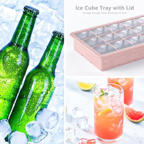 Silicone Ice Cube Tray 3 Pack, HANCELANT Ice Cube Mold, Ice Trays for Freezer with Lid for Whiskey, Cocktail, Drinks and Food, Freezer, BPA Free, Easy Release