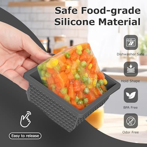Silicone Freezer Molds for Soup Cube - 2-Cup Freezer Storage Container Tray with Lid,4 Pack Stackable Ice Cube Trays for Portion Control,Food Storage Meal Prep,Oven & Dishwasher Safe
