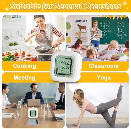 Visual Timer, 60 Minutes Countdown & Countup Timer, Digital Alarm Clock with Temperature and Humidity Monitor, 4 in 1 Multifunctional Desk Clock for Kids Study, Kitchen, Office and Home,Blue