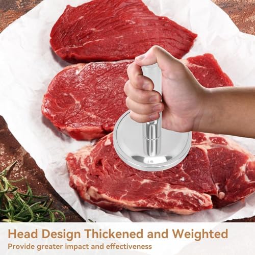 Meat Tenderizer Hammer, Meat Pounder Tenderizer Meat Pounder Flattener Kitchen Mallet Stainless Steel Meat Loosening Hammer Multifunctional Thickened and Weighted Chicken Tenderizer