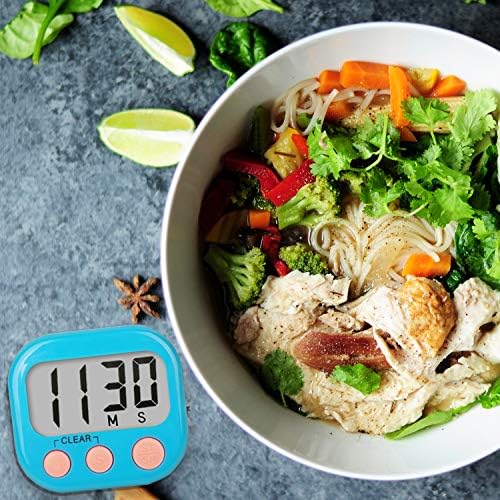 AOUCE Digital Kitchen Timers for Cooking, Timer for Kids 2 Pack Blue