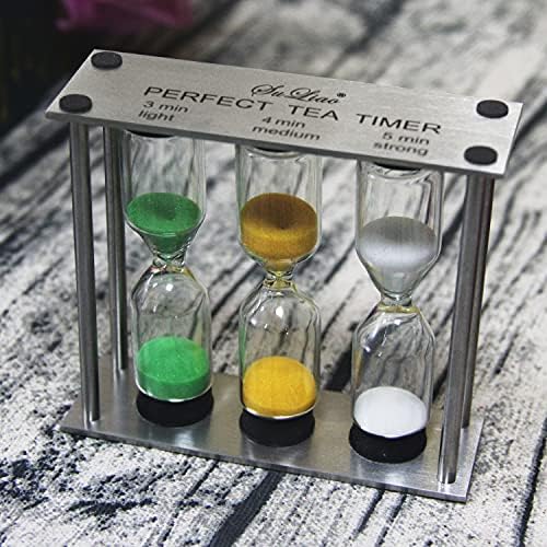 SuLiao Tea Multi-Timer Metal Sand Clock - Three-In-One Hourglass, Small Colorful Sand Watch, Green & Orange, Unquie Sandglass for Kids, Classroom, Home Decor