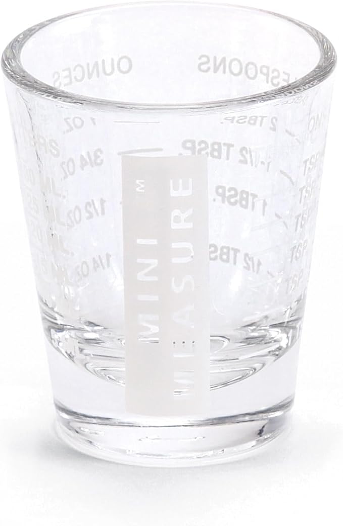 Kolder Mini Measure Heavy Glass, 20-Incremental Measurements Multi-Purpose Liquid and Dry Measuring Shot Glass, White