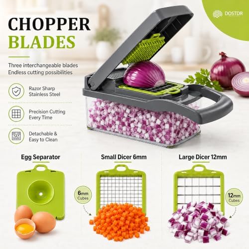 Premium Vegetable Chopper with Container High Grade Stainless Steel & ABS