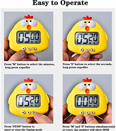DEAYOU 3-Pack Digital Kitchen Timer, Small Electronic Timers for Cooking, Magnetic Cute Timer Clock with Stand for Kid, Teacher, Senior, Exercise, Study, Baking, Big Digits, Loud Alarm, Count Up Down