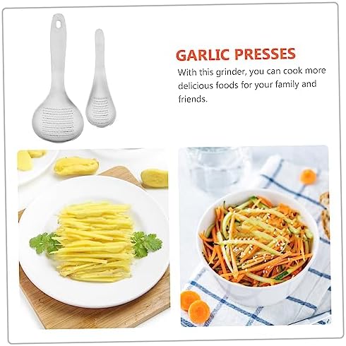 Garlic Press 2pcs Garlic Ginger Fruits Root Vegetable Grater Spoon Stainless Steel Mincer Masher and Crusher for Kitchen Tool Rolling Pin
