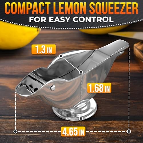 Bird Lemon Squeezer with Pour Spout, Tiny Stainless Steel Slice Press