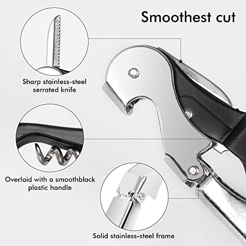 Professional Waiter Corkscrew Wine Openers Set(2PCS), Heavy Duty Stainless Steel Hinges Wine Key for Restaurant Waiters, Sommelier, Bartenders