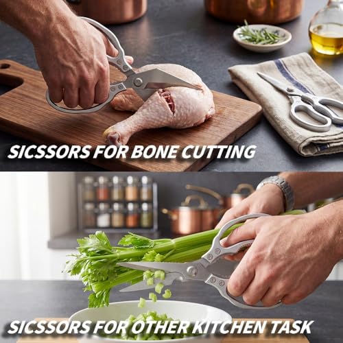 Kitchen Scissors, Kitchen Shears, Sharp Meat Cutting Scissor Dishwasher Safe, Poultry Shear Heavy Duty, Japan Cooking Kitchen Scissors Set for Food Chicken Shears, Gifts for Men Women
