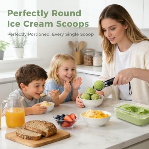 Beyn Heated Ice Cream Scoop Rechargeable with Removable Head, 4 Temperature Settings Electric Warming Scooper LED Display for Hard Ice Cream, Easy for Seniors & Kids, IP67 Waterproof, Fast Charge