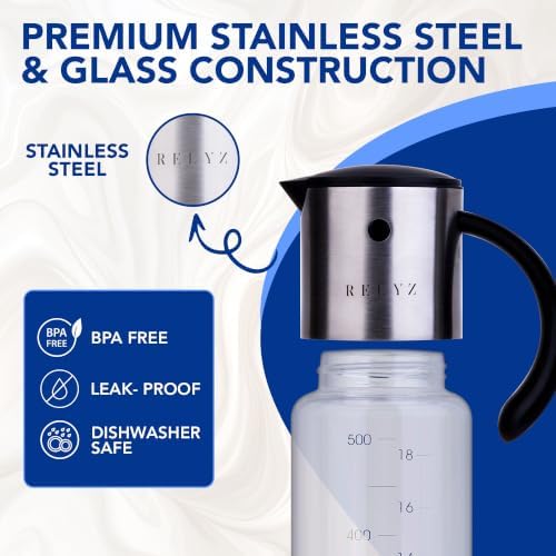 Large Glass Olive Oil Dispenser, Salad Dressing Container, Soy Sauce Bottle