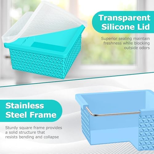 Silicone Freezer Molds for Soup Cube - 2-Cup Freezer Storage Container Tray with Lid,4 Pack Stackable Ice Cube Trays for Portion Control,Food Storage & Meal Prep (Blue+Green+Light Blue+Dark Gray)