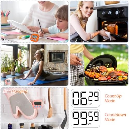 Weewooday 24 Pcs Digital Kitchen Timer Magnetic Timer Bulk On/Off Switch Minute Second Count up Countdown Loud Alarm for Exercise Cook Baking (Multicolor)