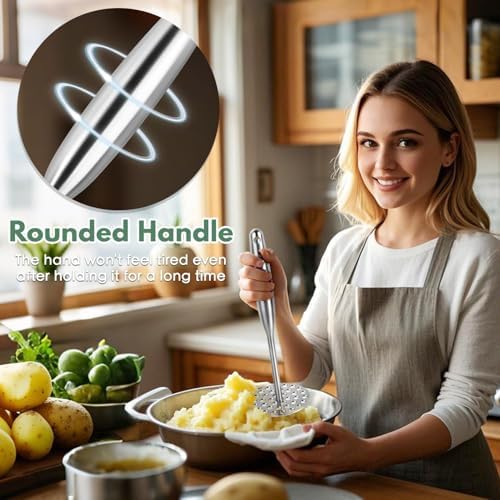 Potato Masher Manual Potato Press for Kitchen Tool,Heavy Duty Stainless Steel Potato Masher Kitchen Tool & Food Masher Potato Smasher Perfect for Bean, Vegetable, Fruits, Avocado, Meat