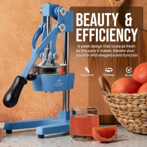 Zulay Kitchen Cast Iron Juicer - Heavy Duty Orange Juicer with Detachable Strainers for Easy Cleaning, Citrus Press for Citrus Fruits, Perfect for Bartenders, Juice Lovers & Health Enthusiasts