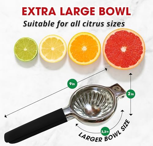 Handheld Lemon Squeezer Stainless Steel, Silicone Handle
