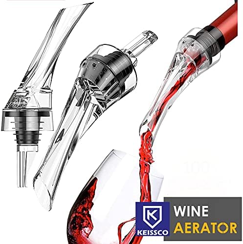 KEISSCO Wine Aerator Pourer - Premium Aerating Pourer and Decanter Spout with Gift Box No-Drip Wine Pouring Accessory Wine Tools