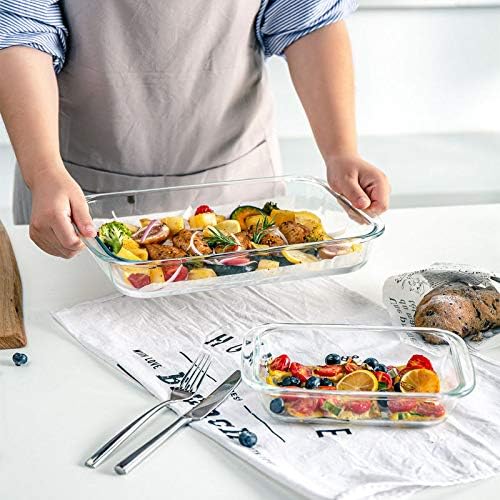 M MCIRCO 8 Piece Deep Glass Baking Dish with Lids, BPA free, Red | Rectangular Glass Bakeware Set, Baking Pans for Lasagna, Casserole Dishes, Microwave, Oven, Freezer, Dishwasher