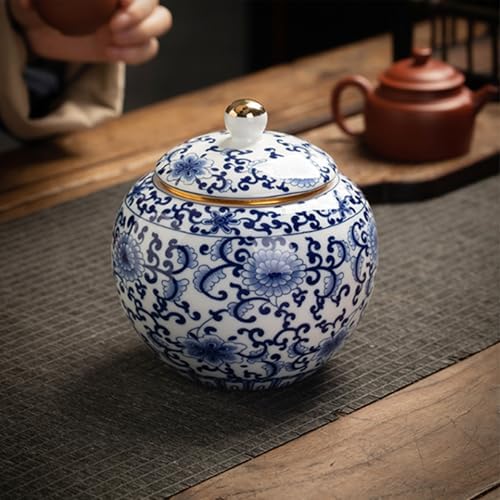 Ceramic Garlic Keeper Storage Jar: Blue and White Porcelain Garlic Holder, Breathable Garlic Storage Tank, Kitchen Garlic Saver Storage Chili Garlic Container