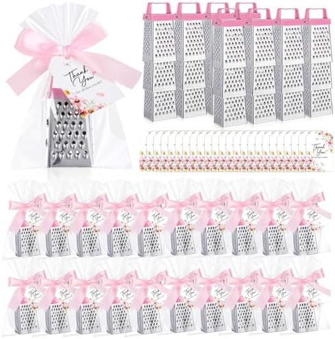 Maxdot 24 Set Employees Appreciation Gift Mini Cheese Graters with Thank You Cards 4-sided Stainless Steel Graters Wedding Guest Thank You Gifts for Women Guests Coworkers Employees