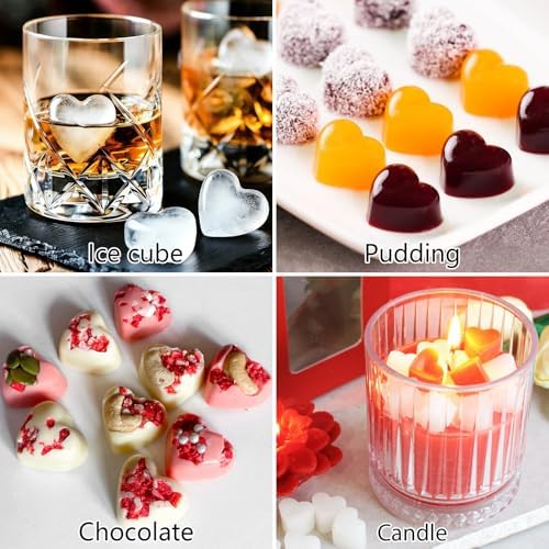 Heart Ice Cube Molds with Lid 2 Pcs Mini Heart Ice Cubes Tray for Whiskey