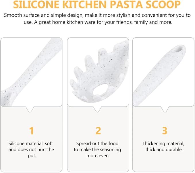 Spaghetti Spoon Silicone Pasta Fork Spaghetti Strainer Server Spoon Design Noodle Egg Cooking Tools for Kitchen Restaurant White Cooking