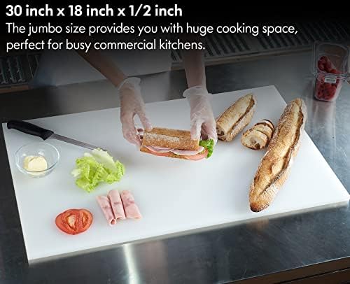 CURTA Cutting Boards for Kitchen, 30" x 18" x 0.5" Green Color Coded Plastic Commercial Chopping Board with Anti Slip Surface Dishwasher Safe