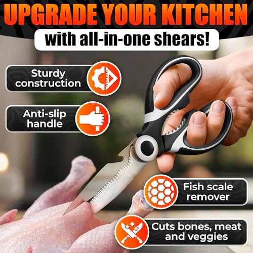 2 Pcs Kitchen Scissors All Purpose Heavy Duty, 5-in-1