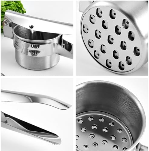 Potato Ricer 15oz, Heavy Duty Stainless Steel Potato Masher and Ricer for Mashed Potatoes,with 3 Interchangeable Discs, Potato Press Kitchen Tool for Mashed