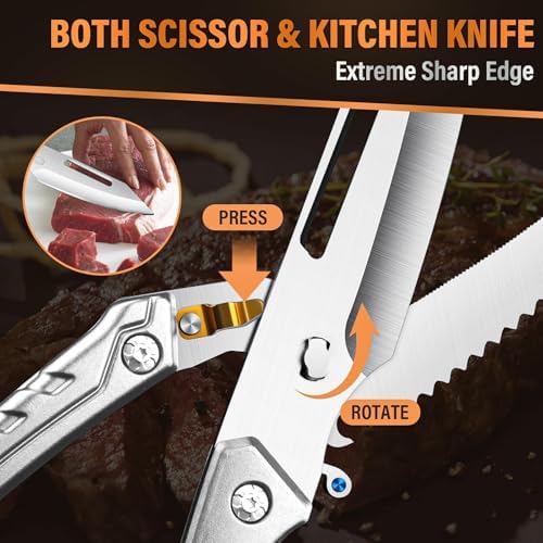 Huusk Heavy Duty Poultry Scissors - Kitchen Scissor for Food Sliver