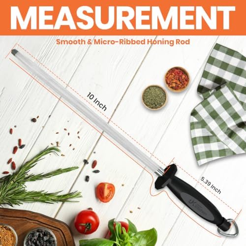Utopia Kitchen Knife Sharpener Rod 10 Inch Honing Rod for Sharpening