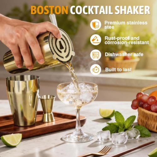 Mwellewm Cocktail Shaker Set, Boston Shakers, Bartending Drink Shaker Kit