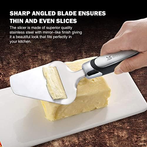 MSY BIGSUNNY Cheese Slicer, Heavy Duty Stainless Steel Cheese Plane Slicer Cheese Cutter with Non-slip Handle